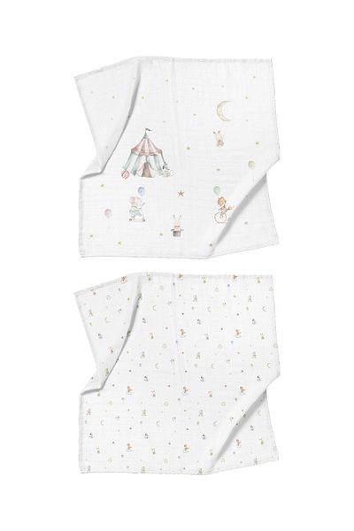 Casadora Baby Circus 100% Cotton Muslin Cover Set (90x90 Cm 2 Pieces)