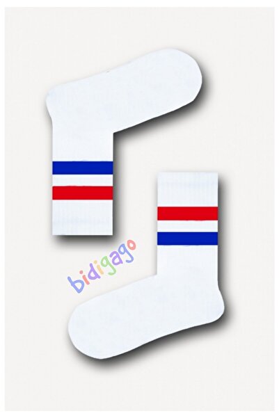 Bidigago جوارب تنس مخططة باللون الأحمر والأزرق للجنسين