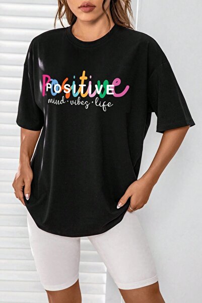 MODAGEN Μπλουζάκι Unisex Black Crew με θετική στάμπα oversize