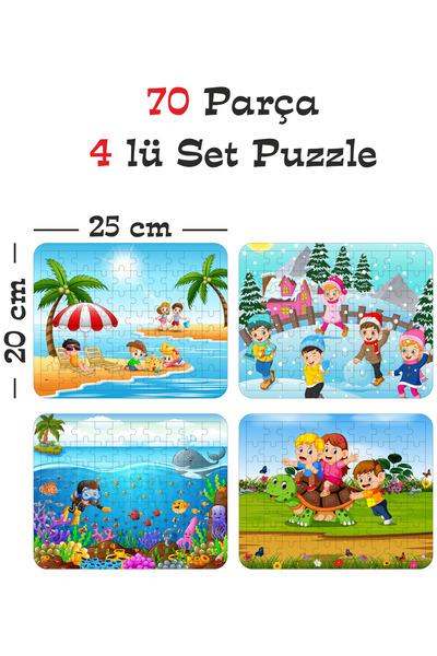 gift plus 70 Parça Ahşap Eğitici Yapboz Puzzle Seti (set 3)