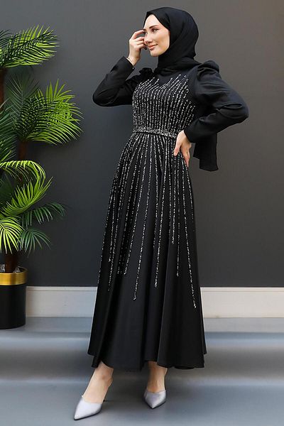 GİZ AGİYİM Βραδινό φόρεμα Sun Hijab Μαύρο