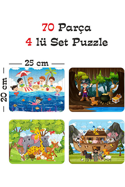gift plus 70 Parça Ahşap Eğitici Yapboz Puzzle Seti (set 2)