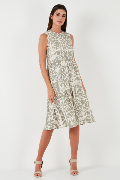 Lela Desenli Regular Fit Kolsuz Elbise  ELBİSE 5865731