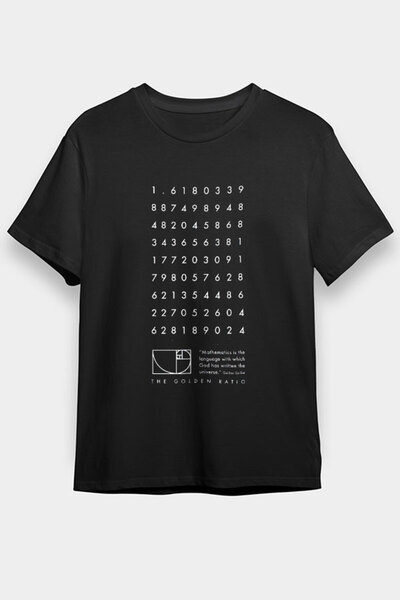 Darkhane Fibonacci Gold Ratio Black Unisex T-Shirt T-Shirt