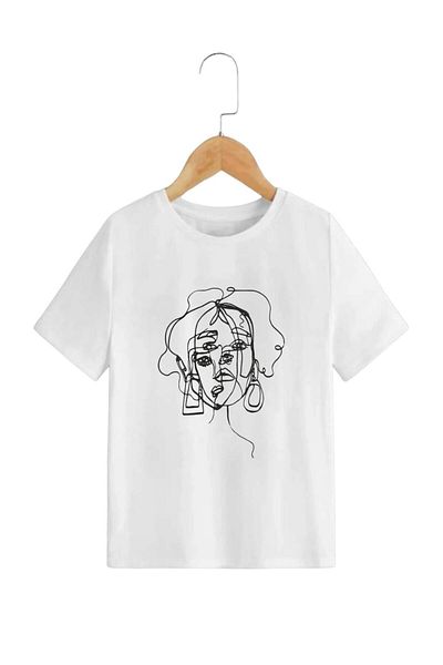 BENROMA 1 tricou este un cadou pentru achiziții de 6 și mai sus în coș - tricou pentru copii cu fața de femeie imprimată