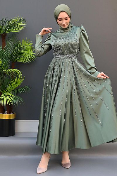 GİZ AGİYİM Βραδινό φόρεμα Sun Hijab Χακί