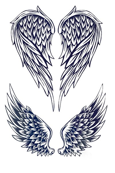 TAKIŞTIR Kanat Figürlü 12 Saat Sonra Kararan Geçici Dövme Tattoo