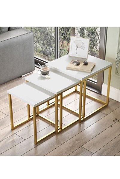 ATS Dekor Endüstriyel Tasarım 3 lü zigon sehpa