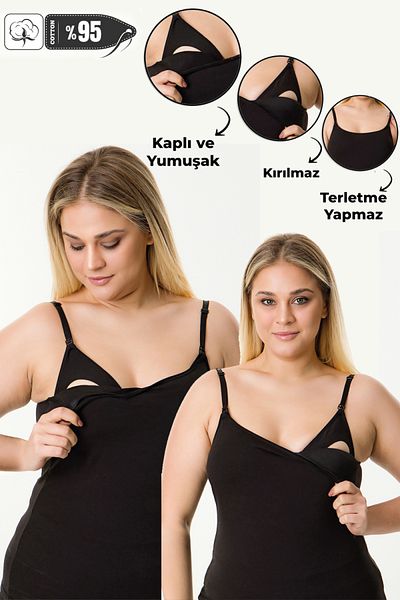 MS HAMİLE İÇ GİYİM HG0112 Комплект за кърмене и покривало от 2 части за бременни жени - черен