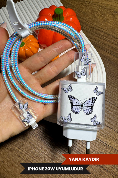 WANNA PROTECT iPhone 18W/20W Uyumlu Şeffaf Şarj Başlığı Adaptörü Koruma Kablo...