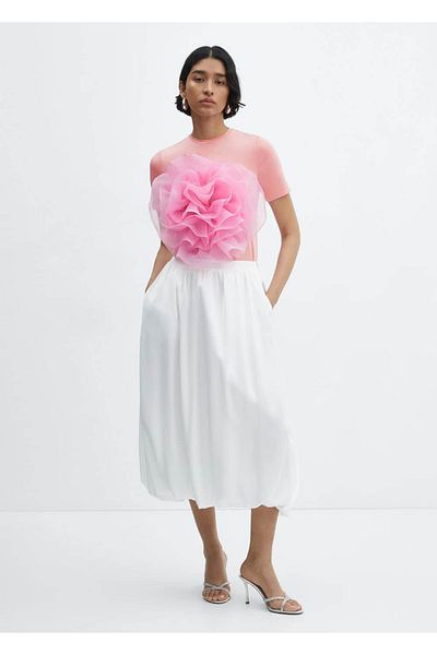 MANGO Woman Fusta midi cu croiala in linie