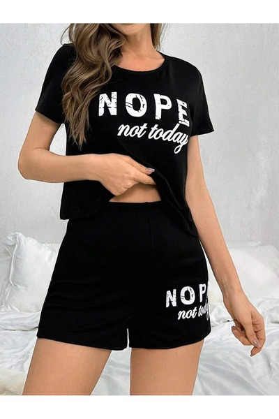 PALPİTO Γυναικείο Σορτς Oversize Μαύρο Nope με στάμπα