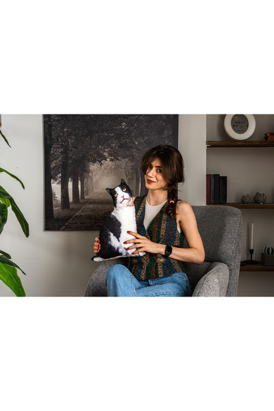 Pethoven Kedi şeklinde yastık "British shorthair " Minnoş