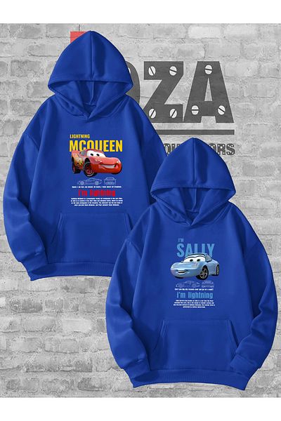 Joza Outdoors McQueen Sally Cars Lover Unisex φούτερ με κουκούλα - Σχέδιο συνδυασμού ζευγαριών, Σετ 2