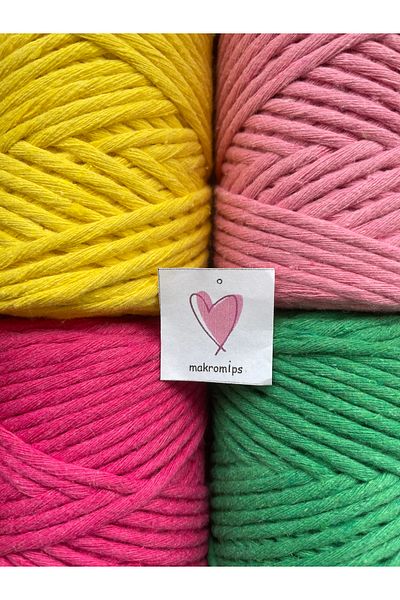 Makromİps MACROME STRING (4 pieces X 250 gr) COTTON SINGLE STRING SCAN HOBBY KEYCHAIN PACK RAINBOW BAG STRING