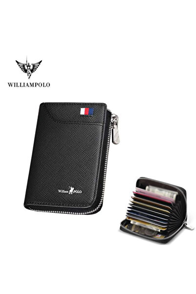 William Polo Hakiki Lüx Deri Siyah Erkek Cüzdan - Erkek Cüzdan Kartlık