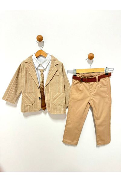 By Cwhr Boy's Suit with Tie Shirt Belt Boy's Pants Jacket Boy's Suit