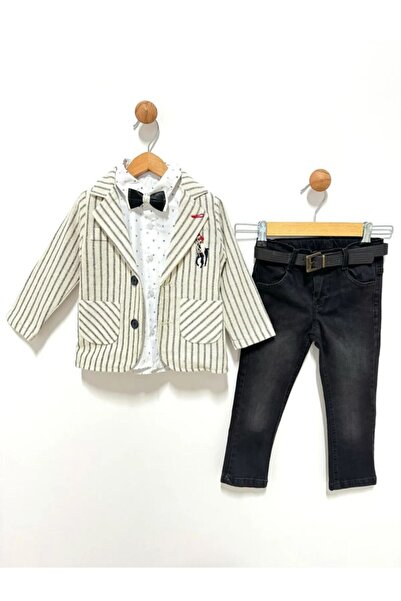 By Cwhr قميص للأولاد مع ربطة عنق وحزام وبنطلون وسترة بدلة للأولاد