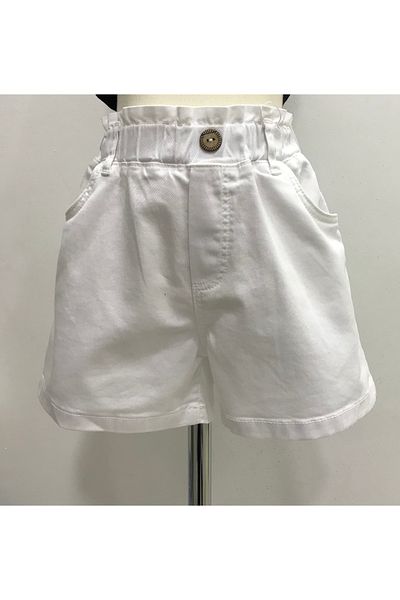 Çikoby Girl's Elastic Waisted White Shorts