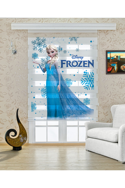 Pembe Panjur Elsa Baskılı zebra perde