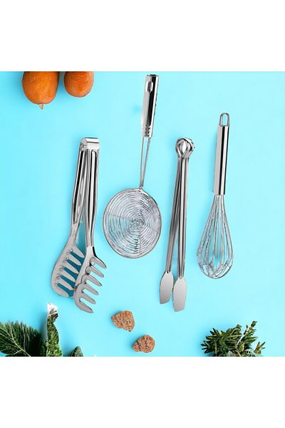Ercazzo Ladle Colander Pasta Salad Tongs Mixer Grill Tongs Steel Egg Beater