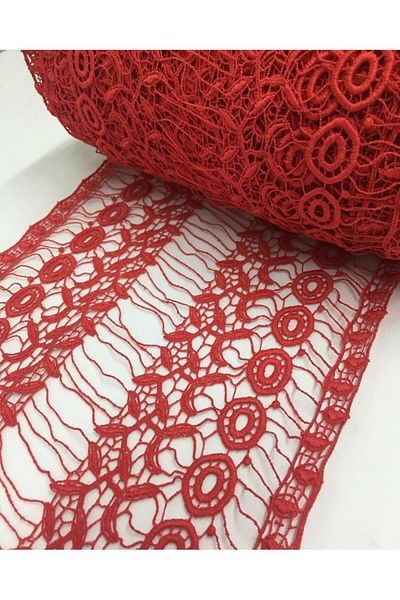 Yiğit Kumaş Red Lace Fabric 28 Cm Width