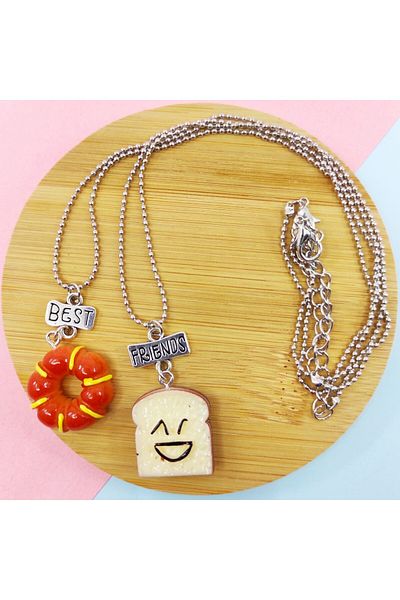 Şeker Ofisi Best Friends Bff 2 Piece Chain String Necklace Slice Bread