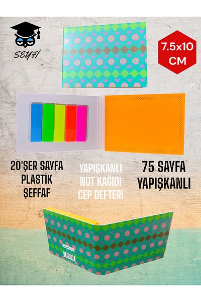 SEYFİKİRTASİYE ADHESIVE NOTE PAPER POCKET NOTEBOOK MODEL POST-IT NOTEBOOK ADHESIVE PAPER SET