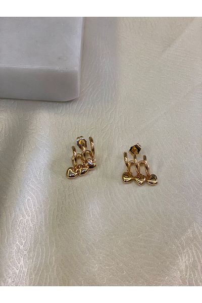 Magicway Three Band Huggie Steel Gold Gold Hoop Earrings