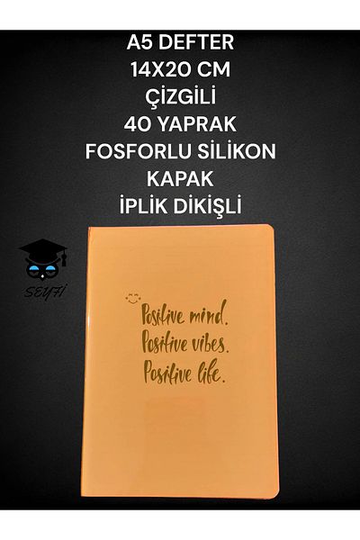 SEYFİKİRTASİYE A5 NOTEBOOK 14X20 CM STRIPED 40 SHEETS PHOSPHORIZED SILICONE COVER THREAD STITCHED