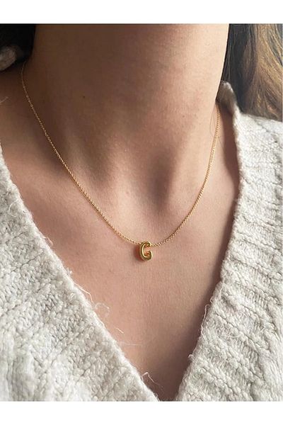 Fiamoss Women's Thin Chain Letter Necklace