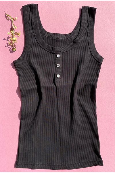 VicTroy Button Detailed 2 Pieces Camisole Thick Strap Lillesol Black And Blue Color Summer Women's Athlete 64v63