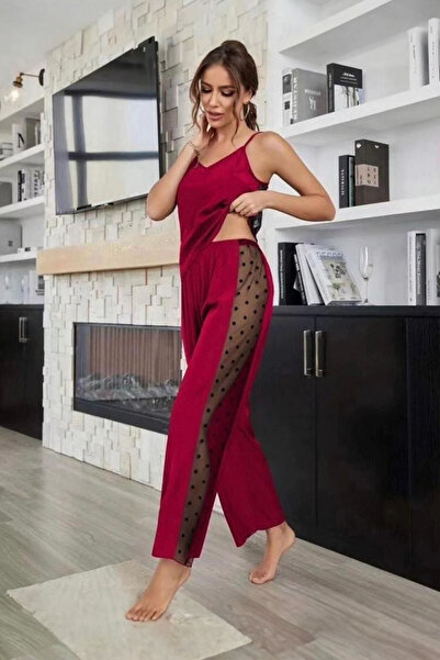 PEMBİŞ HOMEWEAR Ayod Bambu Tül Detaylı Askılı Pijama Takımı