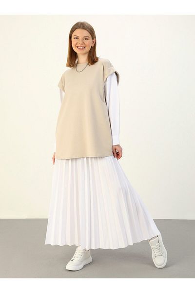 Benin Pleated Skirt - White - Benin