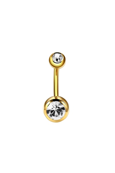 Bylin %100 G23 Titanyum Çift Taşlı Göbek Piercing - Bar Uzunluğu 8mm - 1 Adet