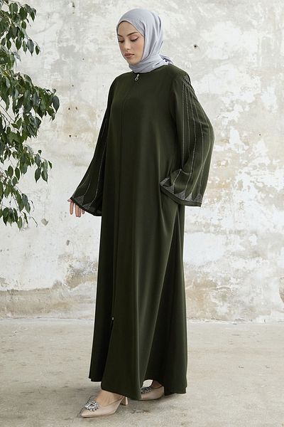 InStyle Jeweled Wide Arm Ferace - Χακί