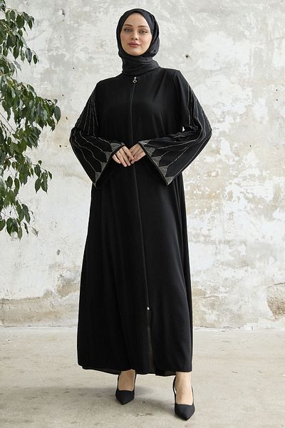 InStyle Jeweled Wide Arm Ferace - Μαύρο