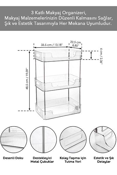 Meleni Home Organizator de baie cu 3 niveluri, Organizator de baie, Organizator de baie multifuncțional