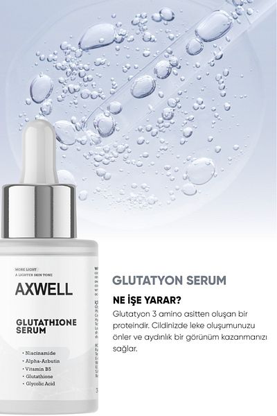 AXWELL Glutathione, Niacinamide, Glycolic Acid and Alpha-Arbutin Brightening Serum