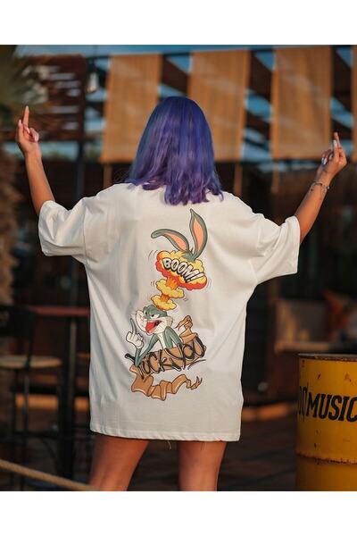 CONSTRAİN Bad Bugs Bunny Back Printed Oversize (Χαλαρή Εφαρμογή) Unisex T-shi...