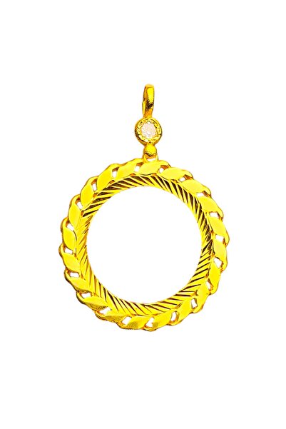 BEYZA DERELİ TAKI AKSESUAR 22 Ayar Fiziki Altın Kaplama Arpa Desenli Içi Boş Tam Altın Kolye Ucu