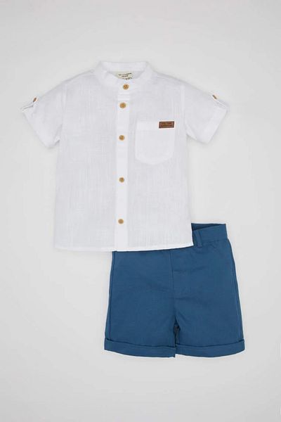 DeFacto Baby Boy Flamed Poplin Shirt Shorts Set of 2