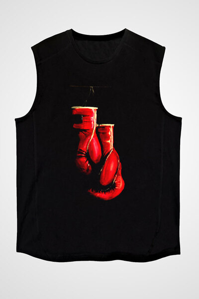 Darkhane Kick Boks Eldivenleri Siyah Unisex Kolsuz Tişört Kesik Kol T-Shirt