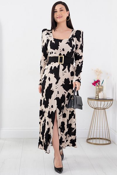 PULLIMM Square Neck Slit Dress 3178