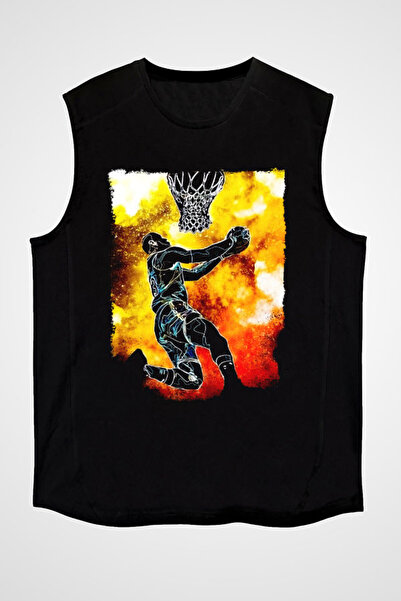 Darkhane تيشيرت كرة السلة باللون الأسود للجنسين - بدون أكمام وأكمام قصيرة