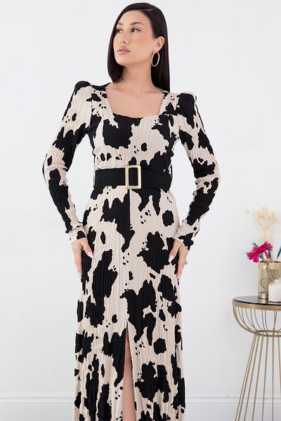 PULLIMM Square Neck Slit Dress 3178