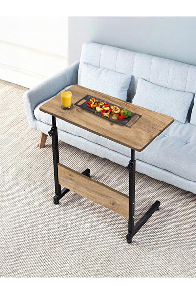 servetavcı Yükseklik Ayarlı Kahvaltı ve Yemek Sehpası - Atlantik Çam (Tekerli...