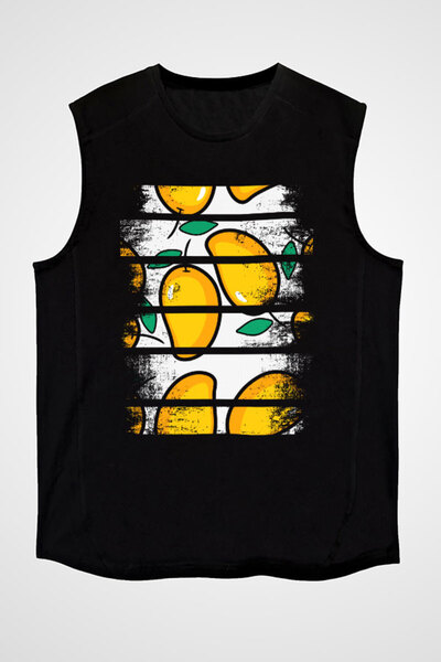 Darkhane تي شيرت مانجو أسود للجنسين بأكمام قصيرة بدون أكمام