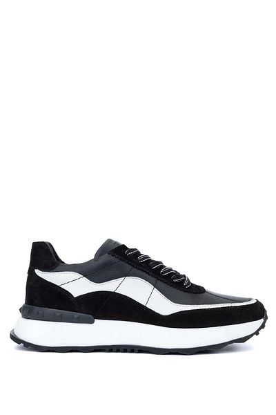 Tamer Tanca Genuine Leather Men's Black Sneakers - Sports Shoes