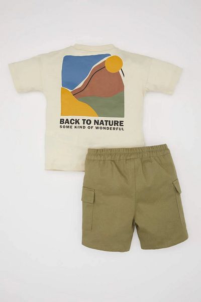 DeFacto Baby Boy Nature Printed Short Sleeve T-Shirt Shorts Set of 2